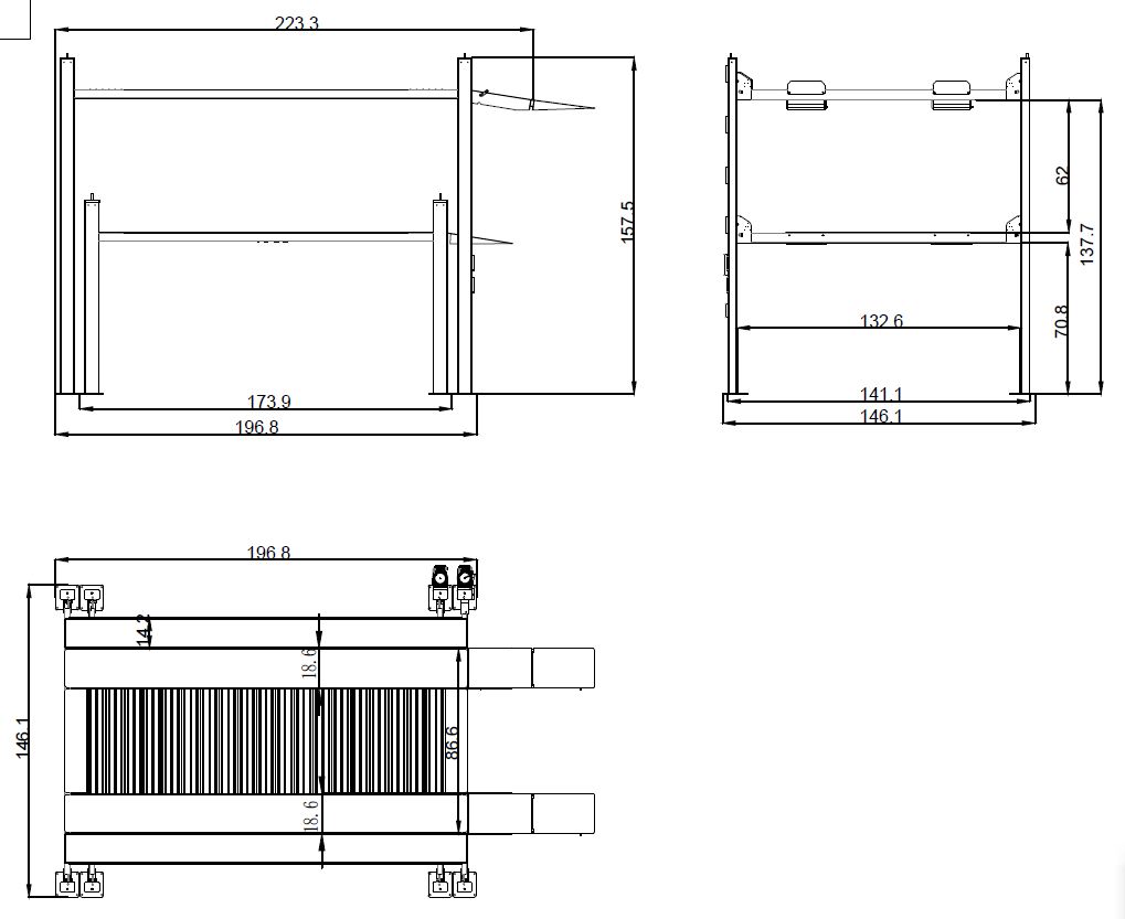 4 post triple stacker car parking lift 4QJY4.0-P3 inch dimensional drawing