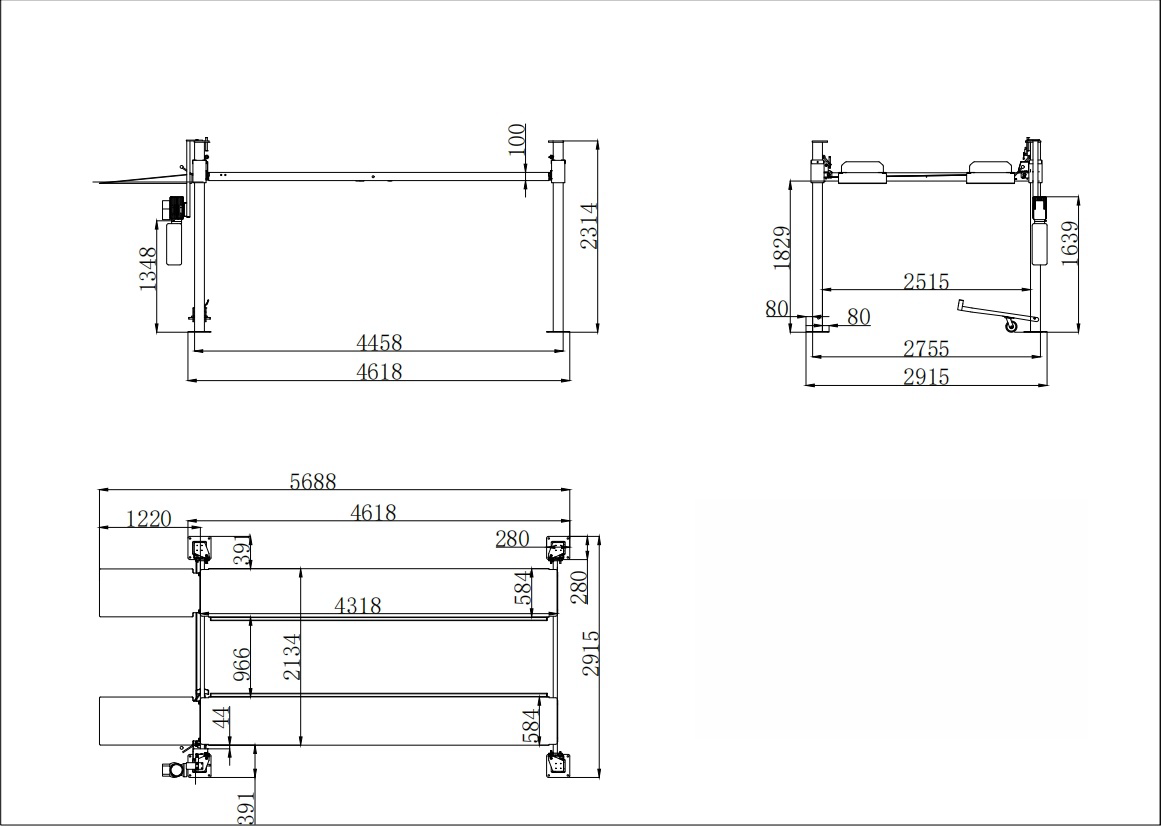 4 post car parking lift TP-4PTGC dimension 2