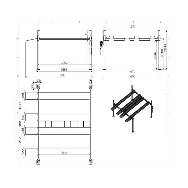 Four post double car parking lift TP-4PTGC4 dimension 1