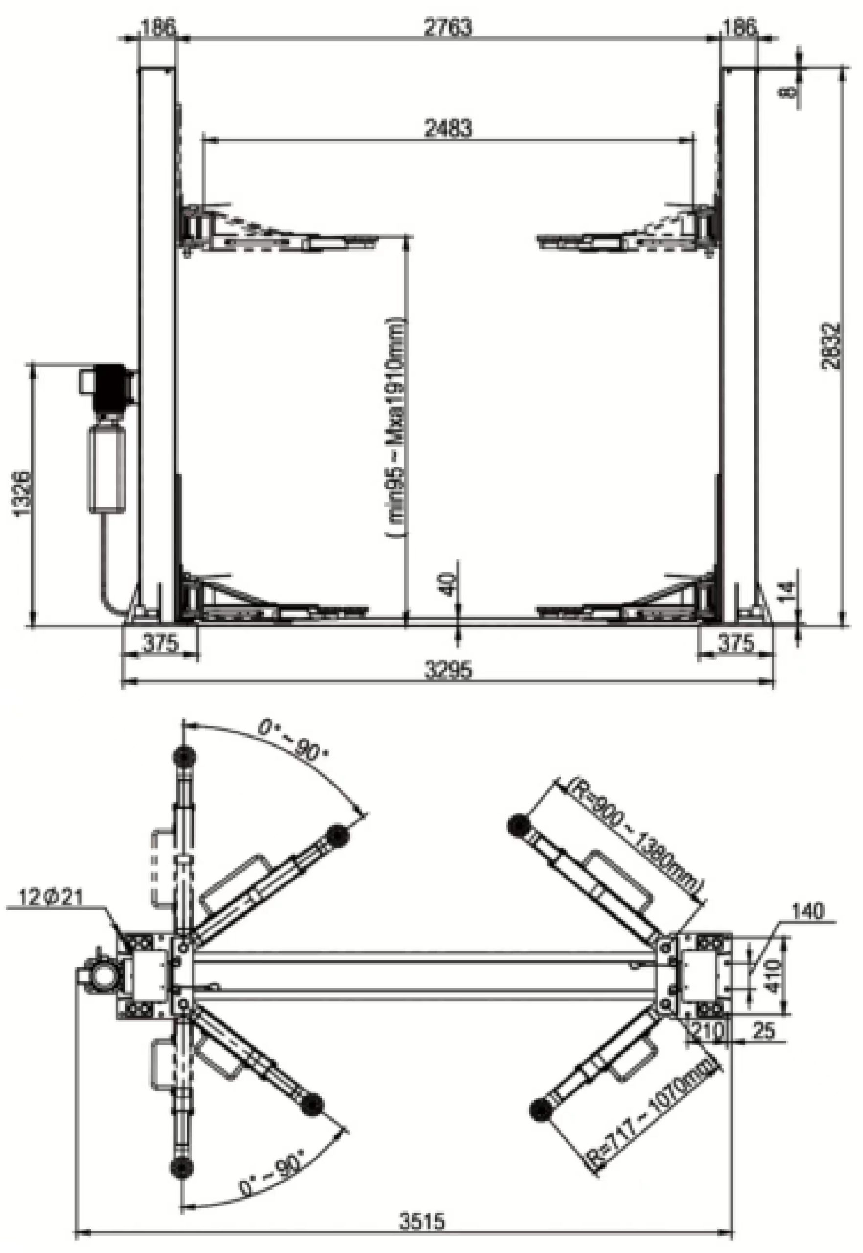 MANUAL TWO SIDE RELEASE LIFT QJY4.0-D Drawing 2